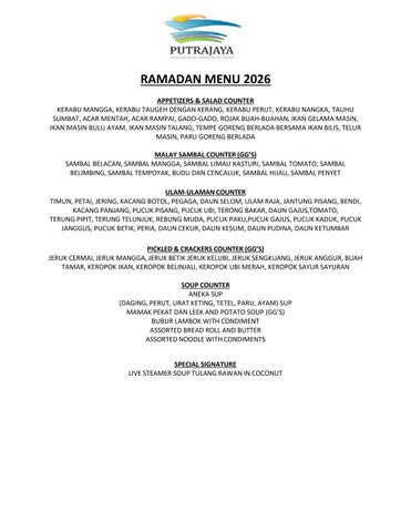 PICC RAMADHAN 2026 LATEST MENU