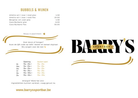 BARRY'S Sportbar Riemst - menukaart 2026 Q1