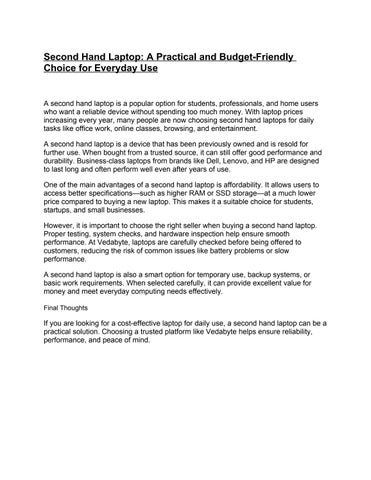 Second Hand Laptop: A Practical and Budget-Friendly Choice for Everyday Use