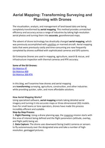 Aerial Mapping - Transforming Surveying and Planning with Drones