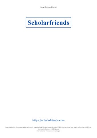 Introduction to Astronomy PHYS1160 - UNSW Sydney Final Test Bank