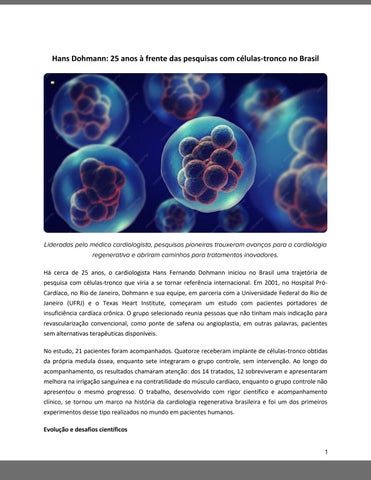 Hans Dohmann_ 25 anos à frente das pesquisas com células-tronco no Brasil
