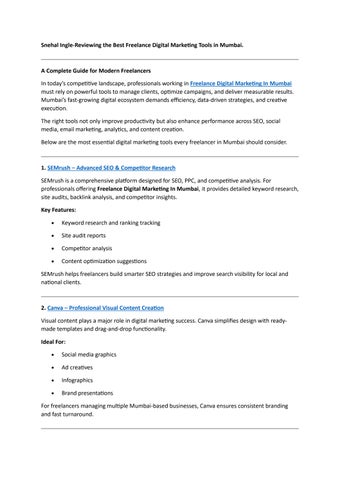 Snehal Ingle-Reviewing the Best Freelance Digital Marketing Tools in Mumbai.