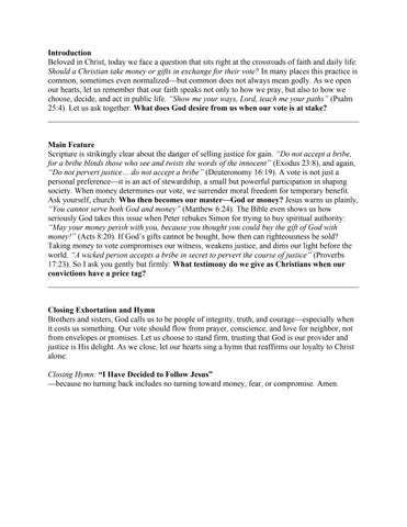 Introduction accepting money for vote