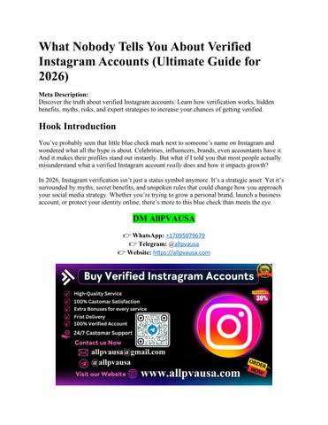 What Nobody Tells You About Verified Instagram Accounts (Ultimate Guide for 2026)