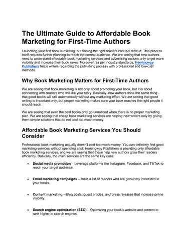 The Ultimate Guide to Affordable Book Marketing for First-Time Authors