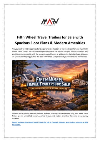Fifth Wheel Travel Trailers for Sale with Spacious Floor Plans & Modern Amenities