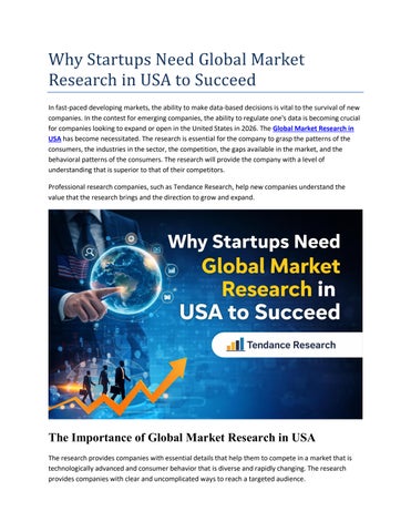 Why Startups Need Global Market Research in USA to Succeed