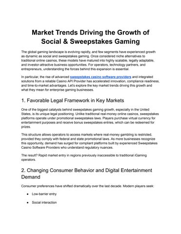 Market Trends Driving the Growth of Social & Sweepstakes Gaming