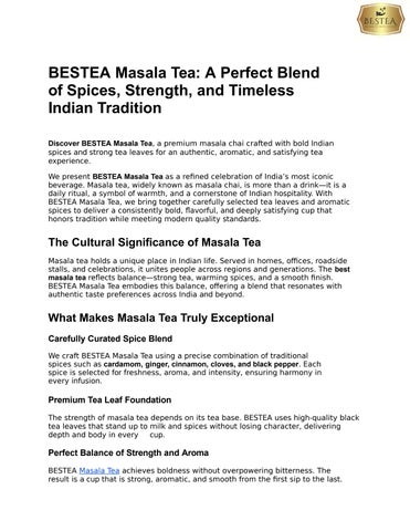 Masala Tea – Authentic Spiced Tea with Rich Aroma | bestea