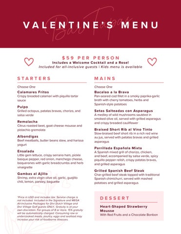 BarTapas Valentine's Day Menu 2026