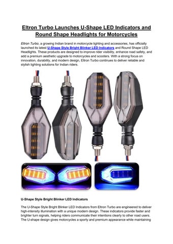 Eltron Turbo Launches U-Shape LED Indicators and Round Shape Headlights for Motorcycles