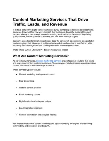 Content Marketing Services That Drive Traffic, Leads, and Revenue