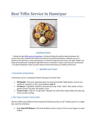 Best Tiffin Service In Hamirpur pdf no.1 khushi.