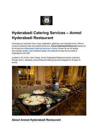 Hyderabadi Catering Services – Anmol Hyderabadi Restaurant