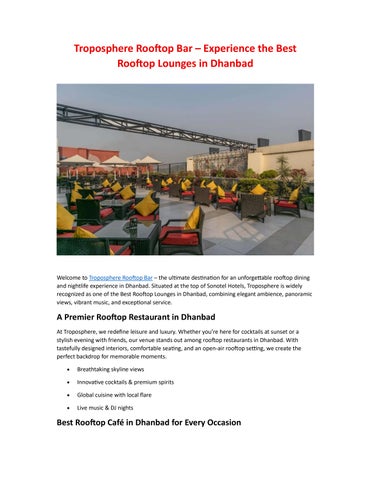 Best Rooftop Lounges in Dhanbad | Troposphere Rooftop Bar