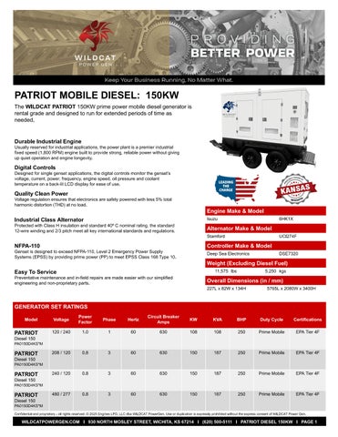 WILDCAT PATRIOT 150KW MOBILE DIESEL RENTAL PACKAGE SPEC SHEET (1)
