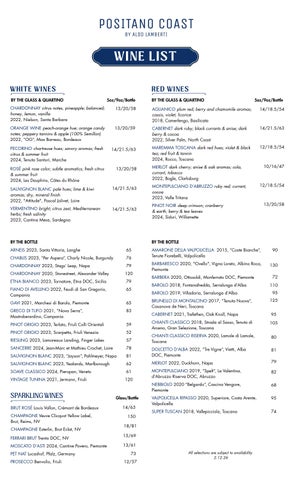 Wine + Spirits List