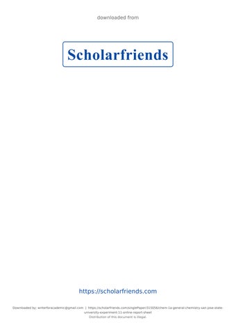 CHEM 1a General Chemistry - San Jose State University. Experiment 11. Online Report S