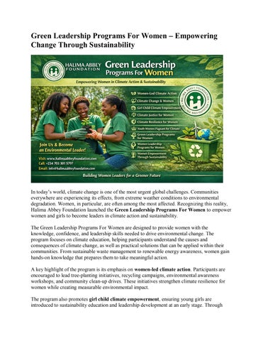 Green Leadership Programs For Women
