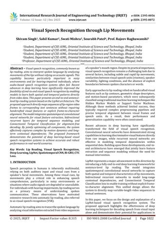 Visual Speech Recognition through Lip Movements