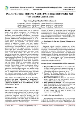 Disaster Response Platform: A Unified Web-Based Platform for Real- Time Disaster Coordination