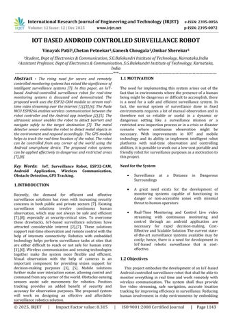 IOT BASED ANDROID CONTROLLED SURVEILLANCE ROBOT