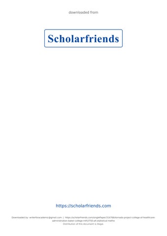 Tornado Project - College of Healthcare Administration, Baker College MTH2750-A4, STATISTICAL METHOD