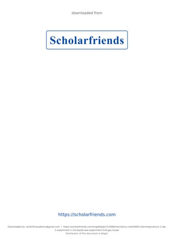 MECHANICS MEE20001 THERMODYNAMICS 1 - LAB 1 Experiment 1. 1st Boyle's Law Experiment 2nd Gay-Lussac 