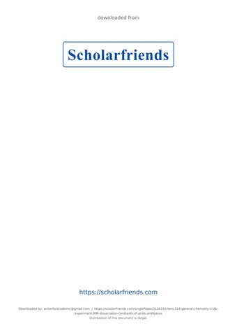 CHEM 214 General Chemistry II Lab - Experiment 008: Dissociation Constants of Acids and Bases.