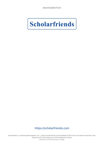 CHEM 214 General Chemistry II Lab - Experiment 011: Thermodynamics of the dissolution of Borax.