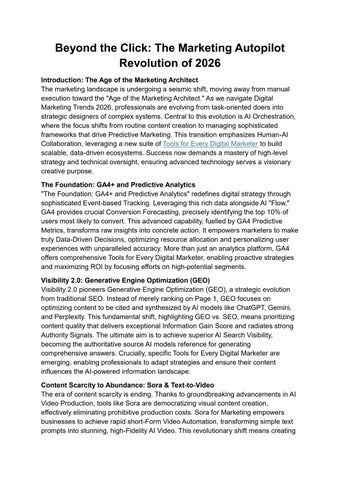 Beyond the Click: The Marketing Autopilot  Revolution of 2026