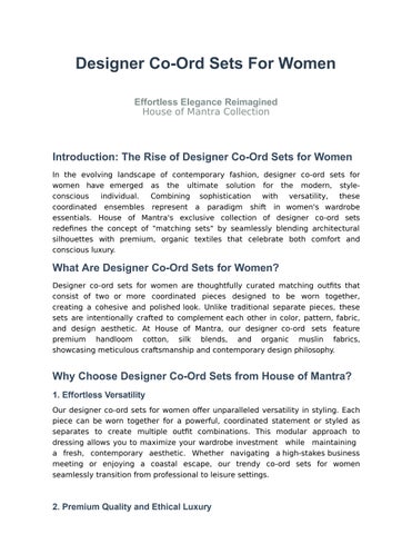 Trendy Designer Co-Ord Sets For Women - Sustainable Fashion Guide 2026