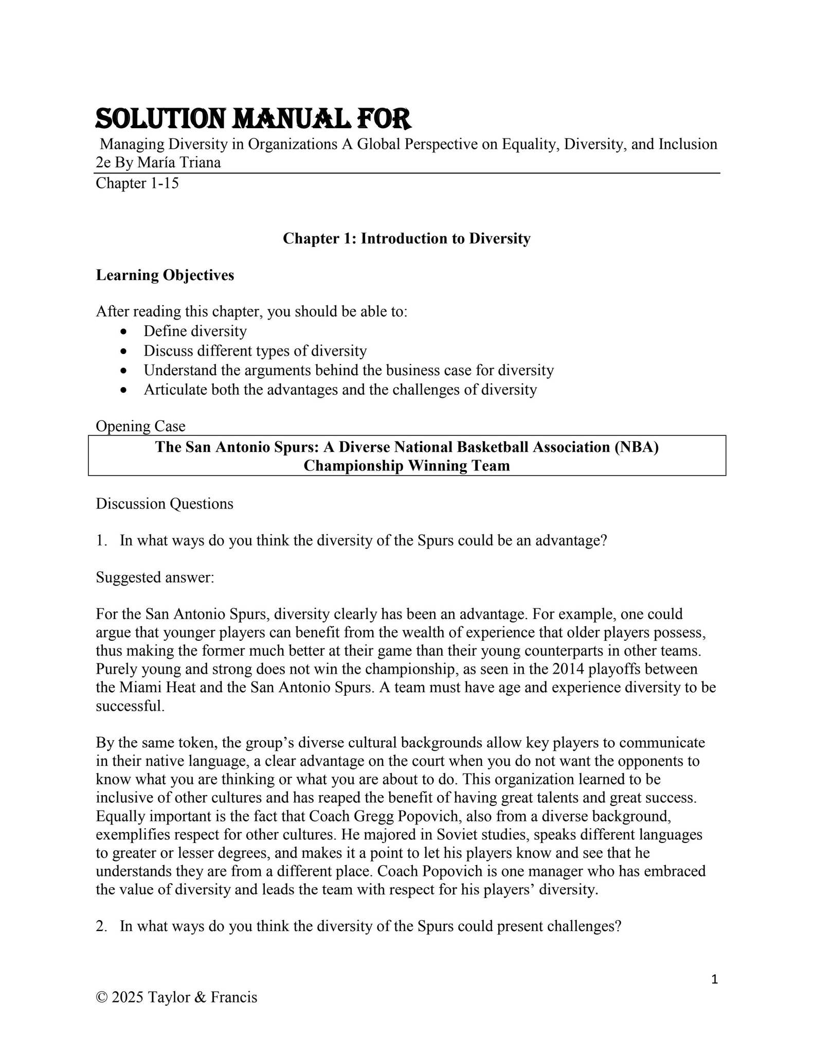 Solution Manual For Managing Diversity in Organizations A Global ...
