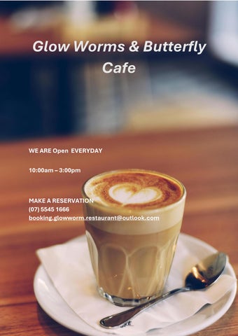 Glow Worms & Butterfly Cafe Menu - Cedar Creek Estate