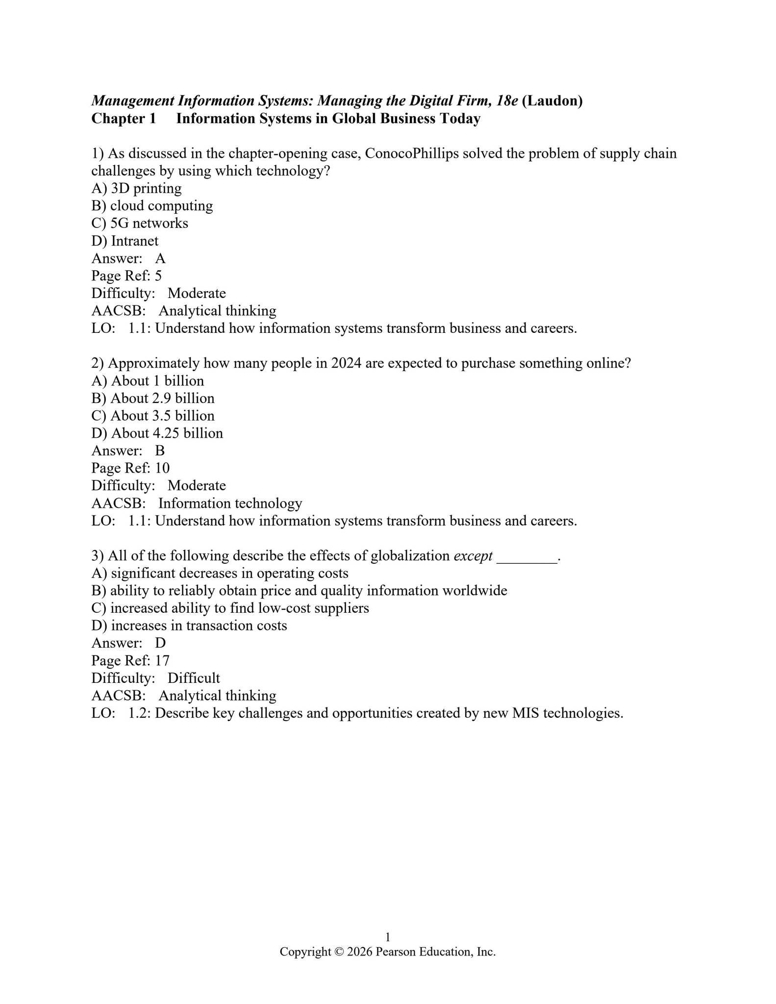 Test Bank For Management Information Systems Managing the Digital Firm ...