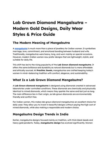 Lab Grown Diamond Mangalsutra