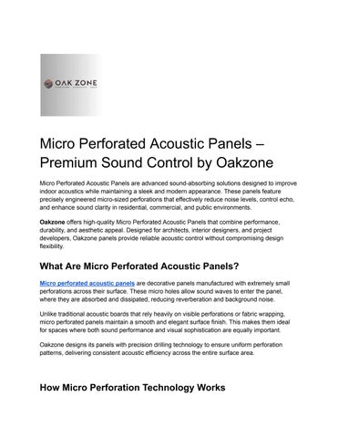 Micro Perforated Acoustic Panels – Premium Sound Control by Oakzone