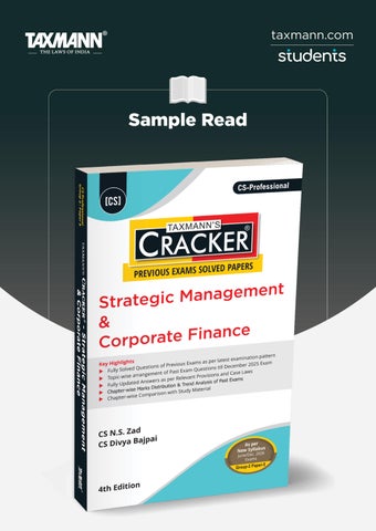 Taxmann's Strategic Management & Corporate Finance (SMCF) | CRACKER