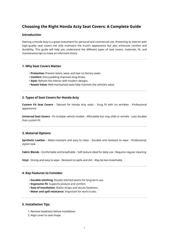 Honda Acty Seat Covers Guide: Protect and Upgrade Your Mini Truck Interio