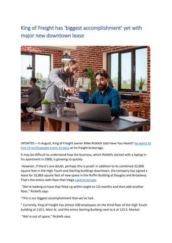 King of Freight has ‘biggest accomplishment’ yet with  major new downtown lease