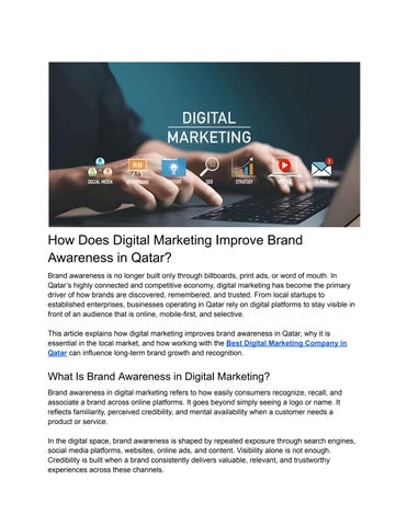 How Does Digital Marketing Improve Brand Awareness in Qatar?