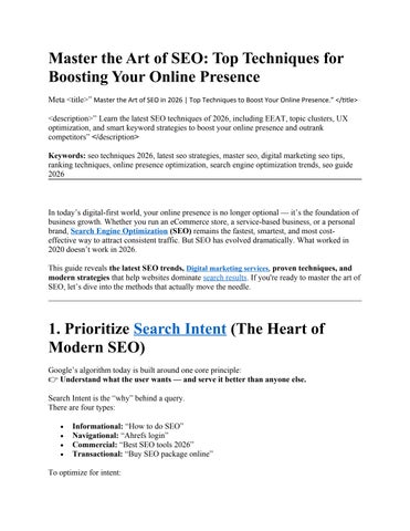 Master the Art of SEO Top Techniques for Boosting Your Online Presence