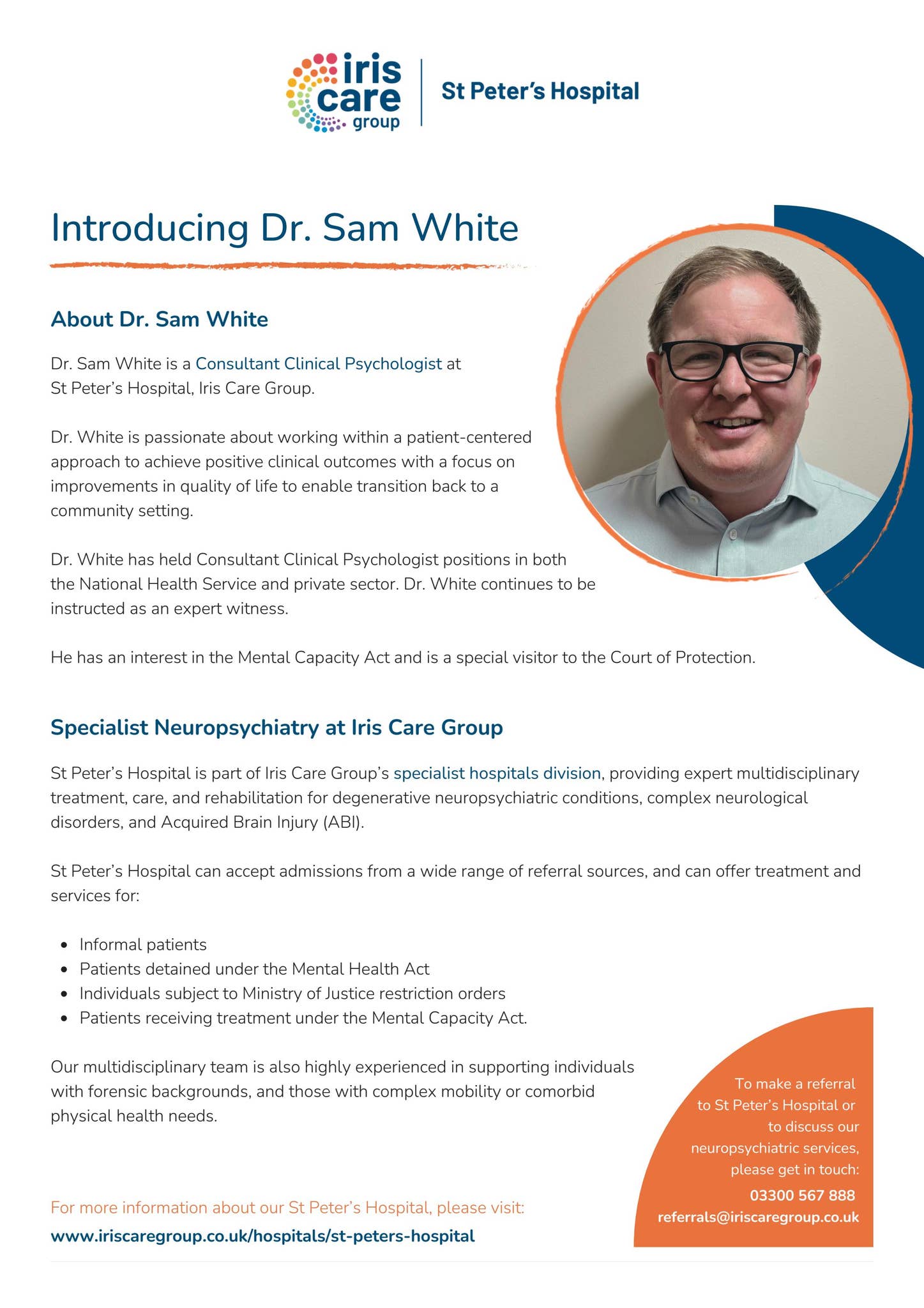 Introducing Dr. Sam White - Consultant Clinical Psychologist at St ...