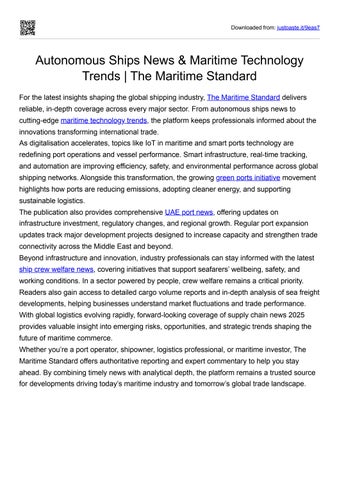 Autonomous Ships News & Maritime Technology Trends | The Maritime Standard