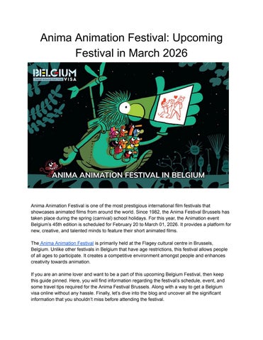 Anima Animation Festival Upcoming Festival in March 2026