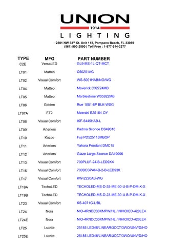 unionlightingusa 灯饰目录 · HORIZON OAKLAND PARK 册 REV 第 7 页