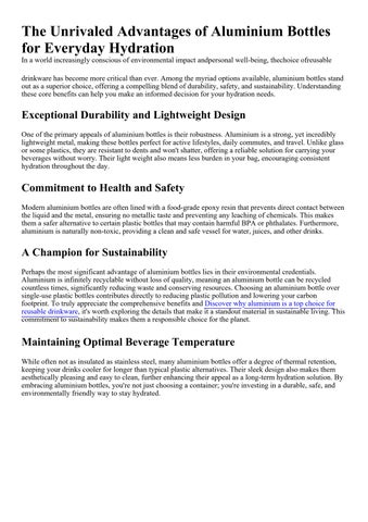 The Unrivaled Advantages of Aluminium Bottles for Everyday Hydration