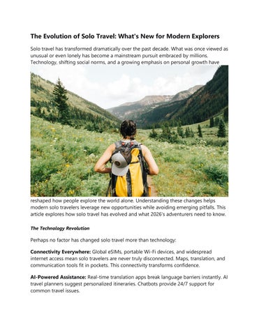 The Evolution of Solo Travel: What's New for Modern Explorers