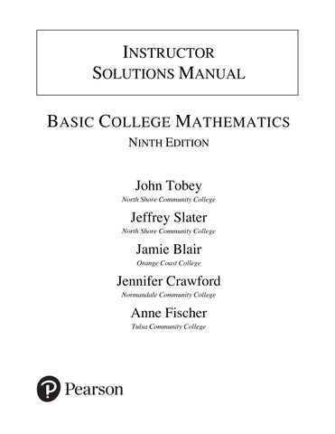 Solution Manual For Basic College Mathematics, 9th Edition by John Tobey Jeffrey Slater Jamie Blair 